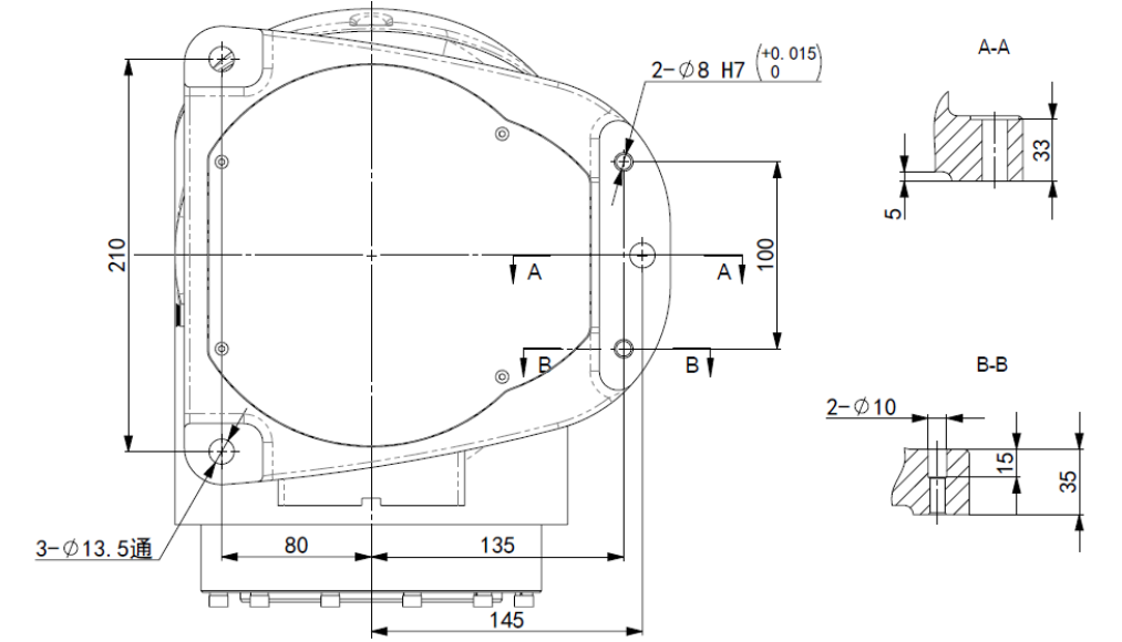 机械人底座装置尺寸图